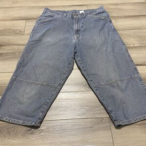Vintage‎ Y2K 1999 Levi's Sample Men's Grey Double Knee Denim Jean Shorts Size 32